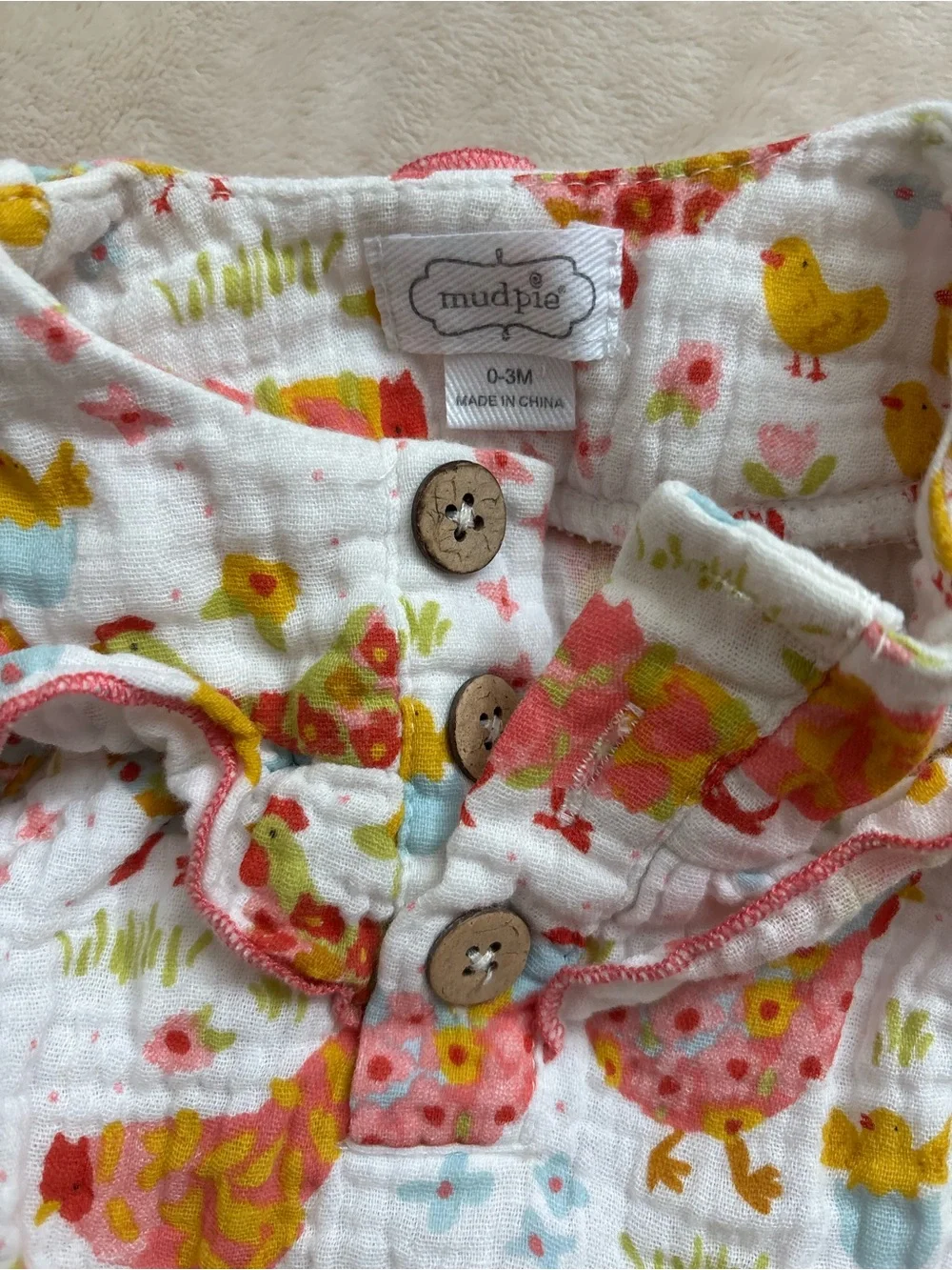 0-3m baby Cotton One-Piece Rompers chicken and summer prints mud pie old navy